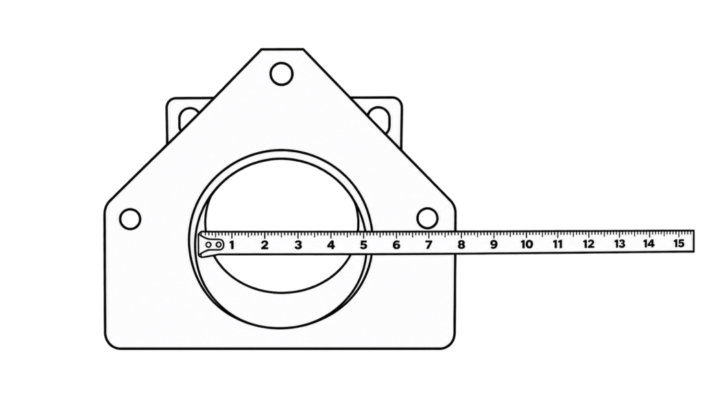 5-inch tube opening with a measuring tape across the inside.