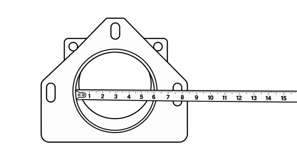 6-inch tube opening with a measuring tape across the inside.