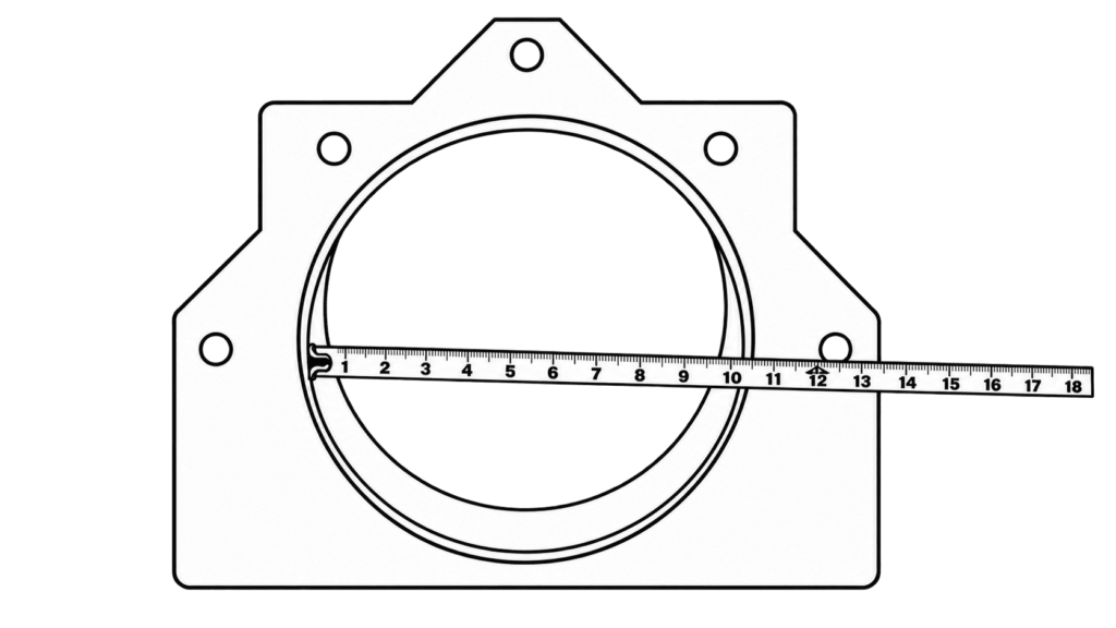 10-inch tube opening with a measuring tape across the inside.